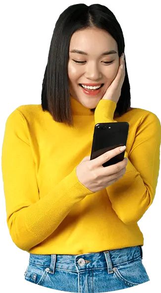 Home 8 image of happy asian woman reading message on mobi FKGGSJ9 e1650561666821 Shokal IT